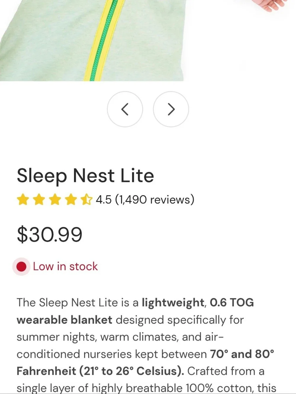 Baby Deedee Sleep Sack Nest Lite Green M 6-18 Months